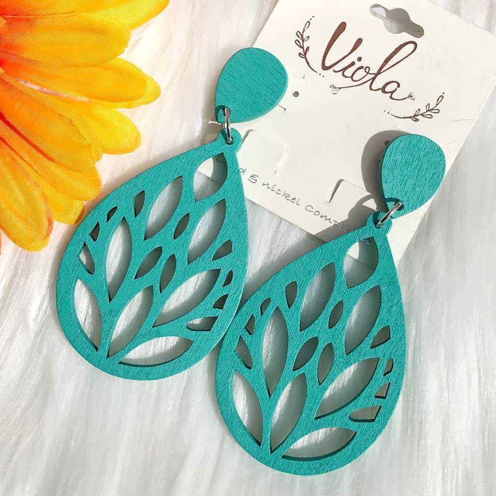 New Long Boho Festival Earrings Wood Dangle Laser